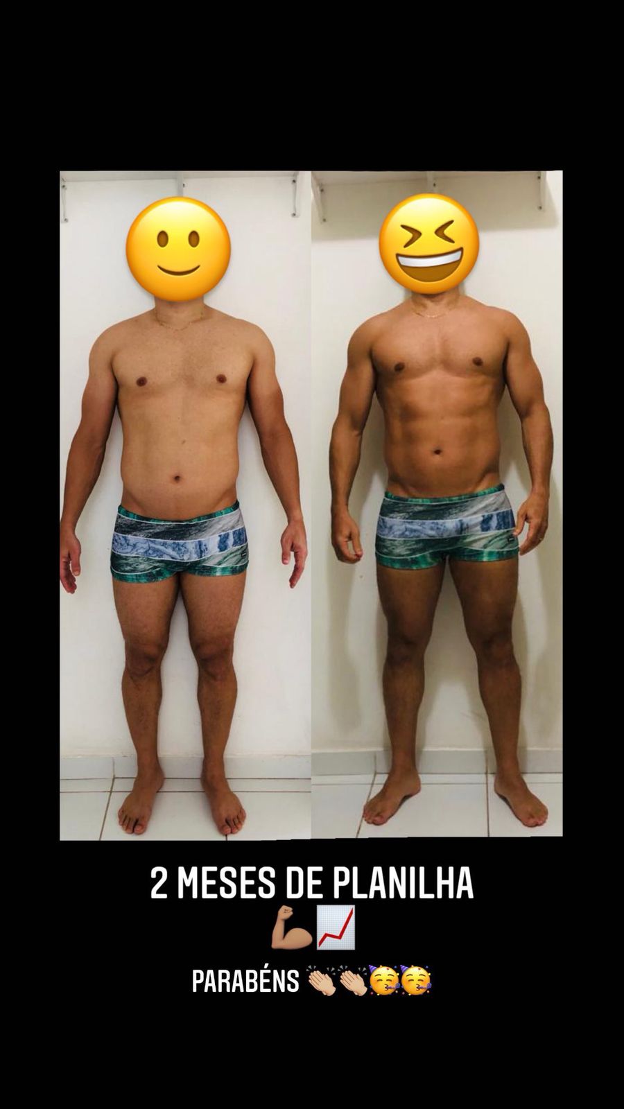 Antes e depois de aluno acompanhado por treino estruturado